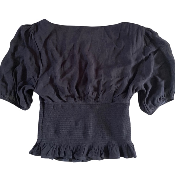 Kookai Simone shirred Crop Top Square Neck Black - Picture 4 of 9